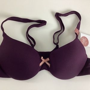Cacique True Embrace Lightly Lined Wire T-Shirt Bra Size 32A Plum Adjustable NWT